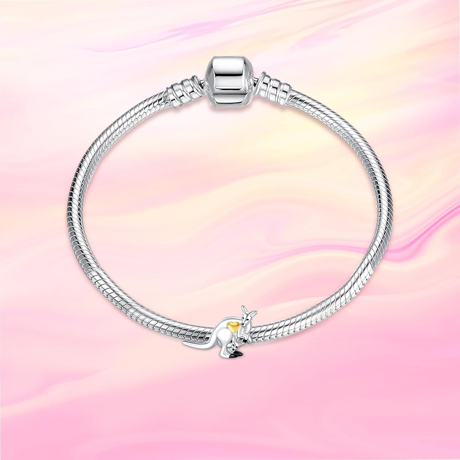 NINGAN 925 Sterling Silver Charm Golden Love Charm Buckle Safety Chain Travel Bead Firefly Dragonfly Pendant, Suitable for Women Bracelet and Necklace as Gift from Mom and Friends - Image 2