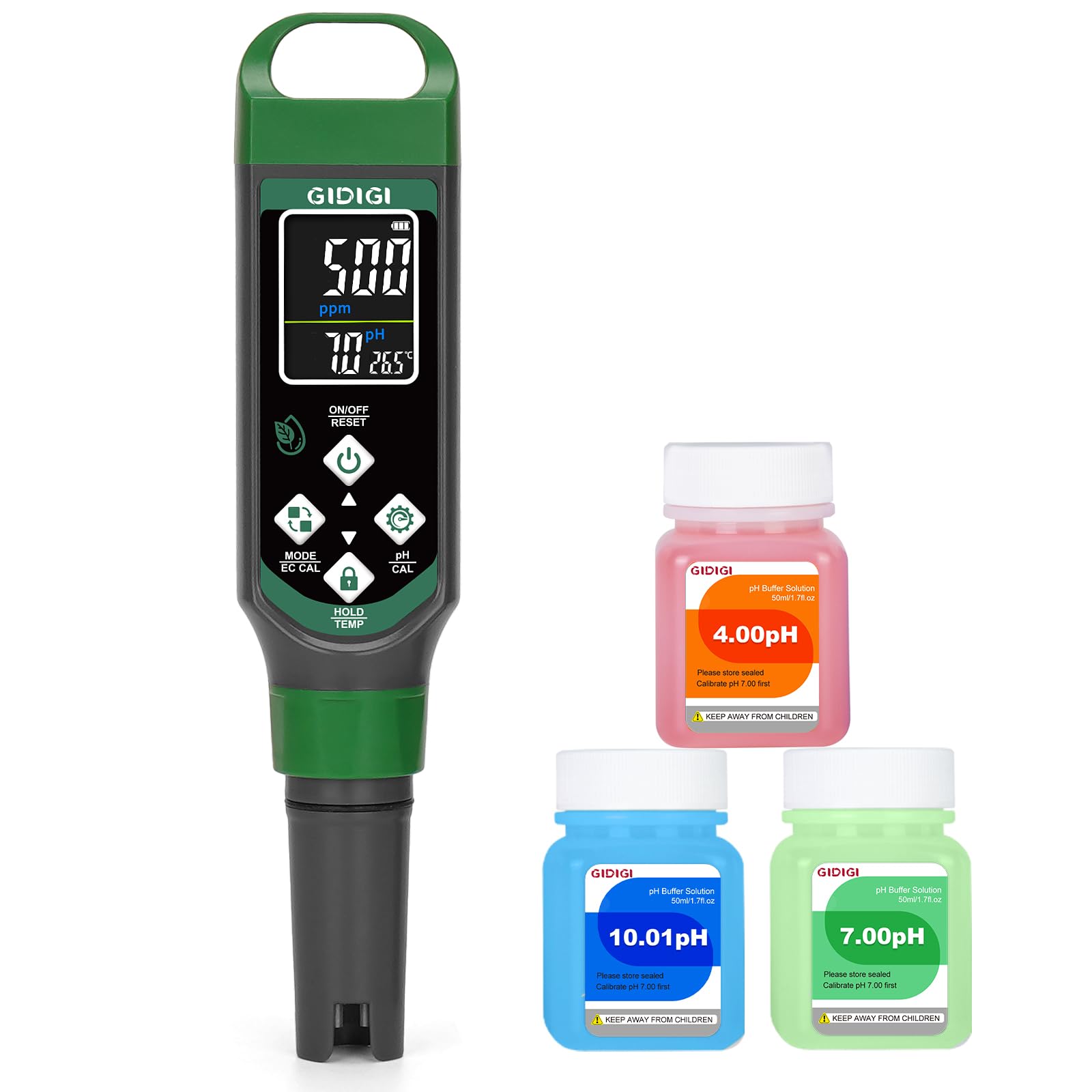pH Messgerät für Hydrokulturen, pH Messgerät für Pool, TDS EC Messgerät mit Farbdisplay, pH Wert Wassertester Multiparameter für Aquarium, TDS Trinkwasser Tester, hohe Genauigkeit 0,01