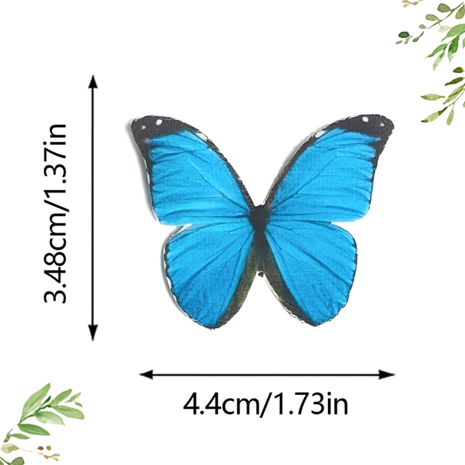 60 pieces Wafer Paper butterfly Cupcakes Baking Decoration Wedding Festival Dessert Food Decoration Plug-In (Blue)