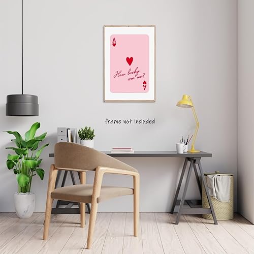 Miniatura 3 de Arte de pared moderno As de corazones, póster con texto en inglés How Lucky Are We, impresiones en lienzo estéticas retro, pósteres de cartas de