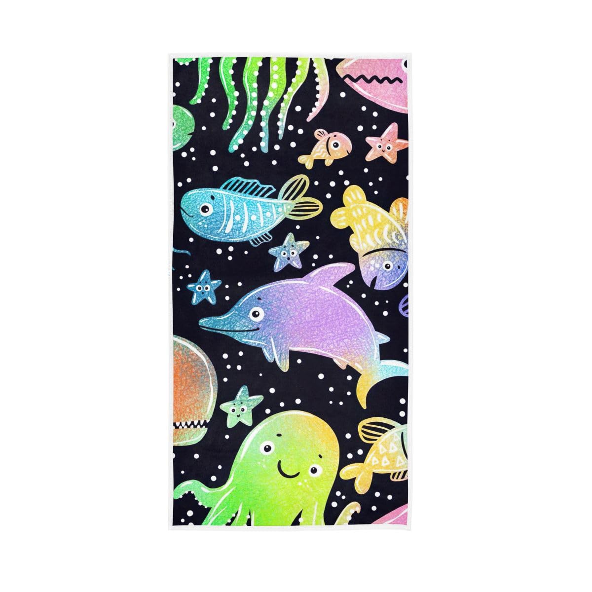 LSRCPD Colorful Marine Life Shark Hand Towels for Bathroom, Hand Towels for Bathroom, Shower, Hotel, Spa 15 x 30 Inches