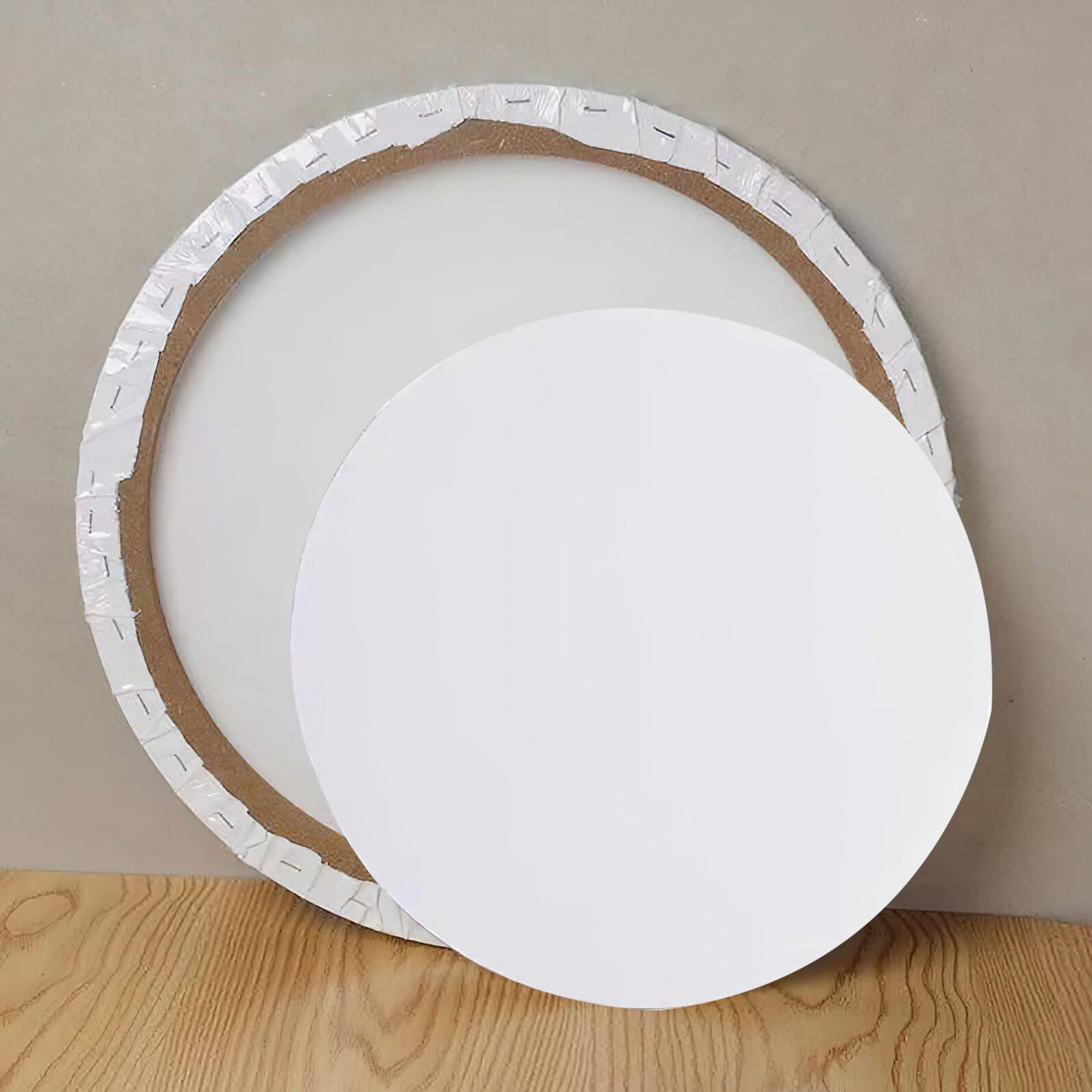 Angoily 30cm Runde Leinwand mit Holzrahmen Vorgespannte Baumwoll Keilrahmen Leinwand Weiß für Öl und Acrylmalerei Künstlerbedarf Selbstgemacht Malprojekte
