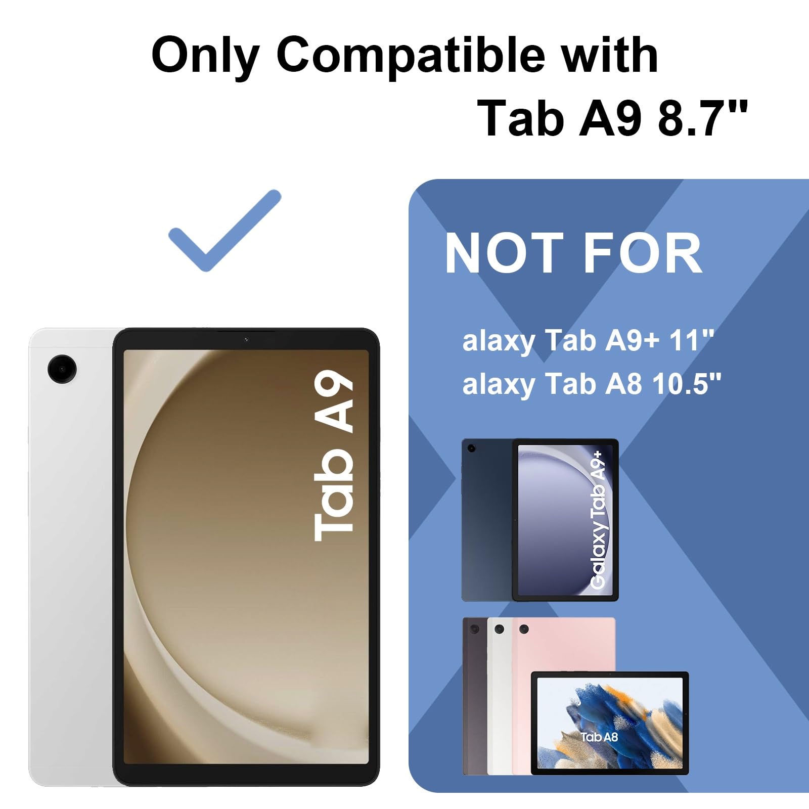 Etui do Samsung Galaxy Tab A9 2023 model 2023 (SM-X110/X115/X117), wytrzymałe etui na tablet PC z obrotową podpórką 360, paskiem na rękę/ramię (czarne)