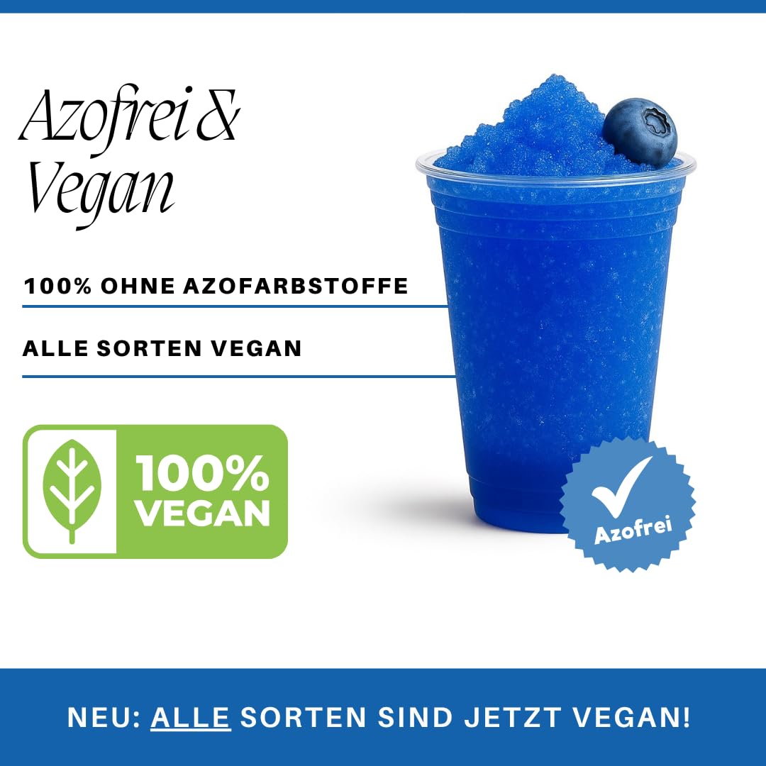 A. Becker´s Slush Sirup für Slushy Eis | Ohne Azofarbstoffe | 5L Blaubeere | Vegan | 1L Konzentrat ergibt 6L Eis | Getränkesirup für Zubereitung in der Slushie Maschine oder im Mixer