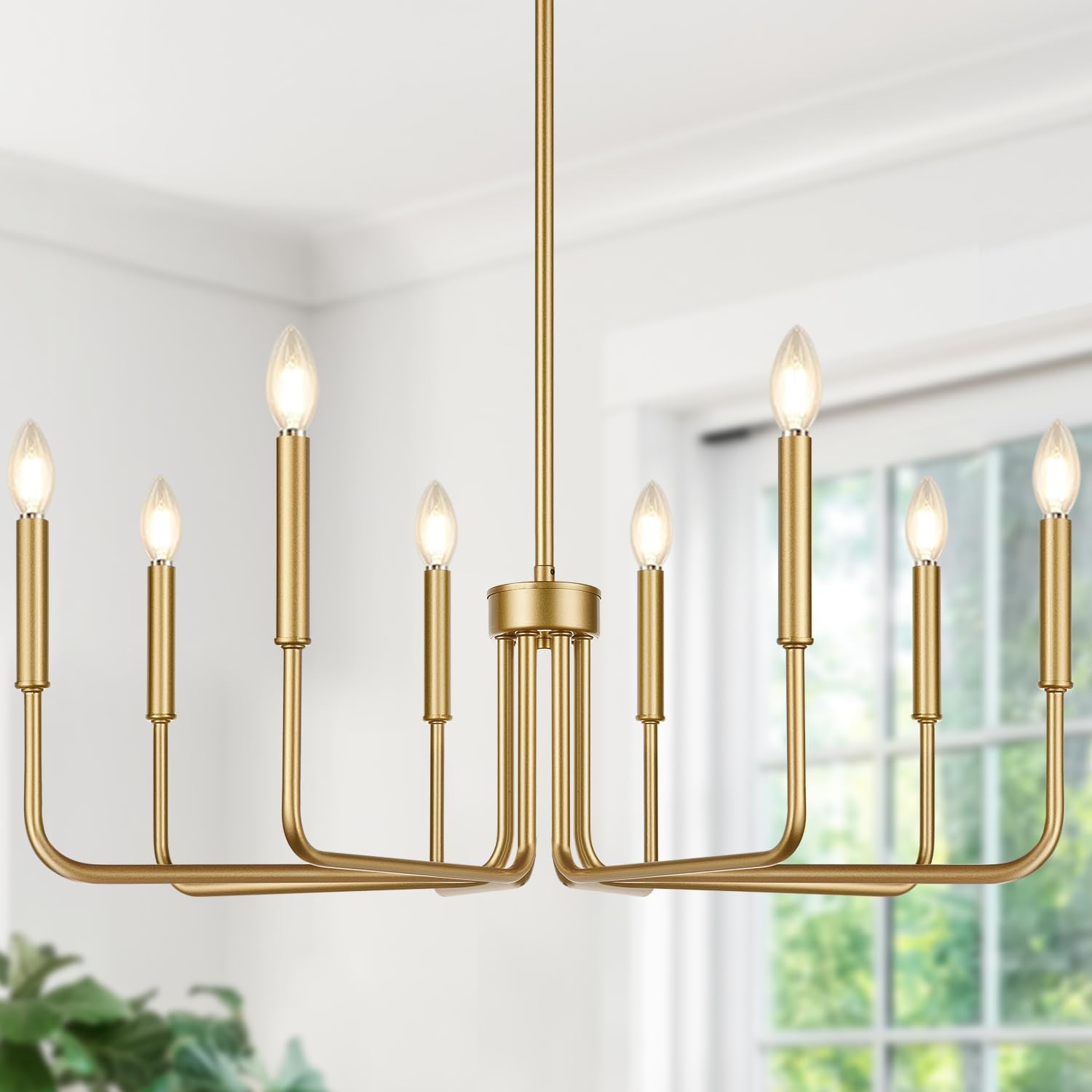 Lynnoland 8-Light Farmhouse Chandelier for Dining Room Lighting Fixtures Hanging, Brass Dining Light Fixtures Industrial Chandelier for Bedroom, Foyer, Hall, Kitchen, Living Room and Entryway Brass (No assembly light fixture) 8-Light