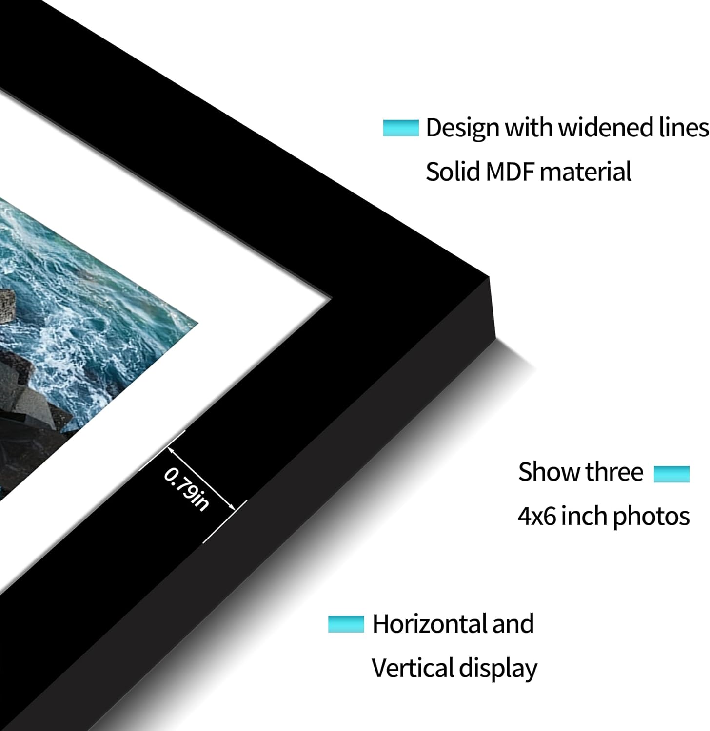 8x14 Collage Picture Frame, 4x6 Picture Frame Collage Frame Display 3 Pcs 4x6 Photos with Mat, or 8x14 Without Mat for Wall Decor - Horizontal or Vertical Wall Mounting, Black (2 Pack) - Image 7