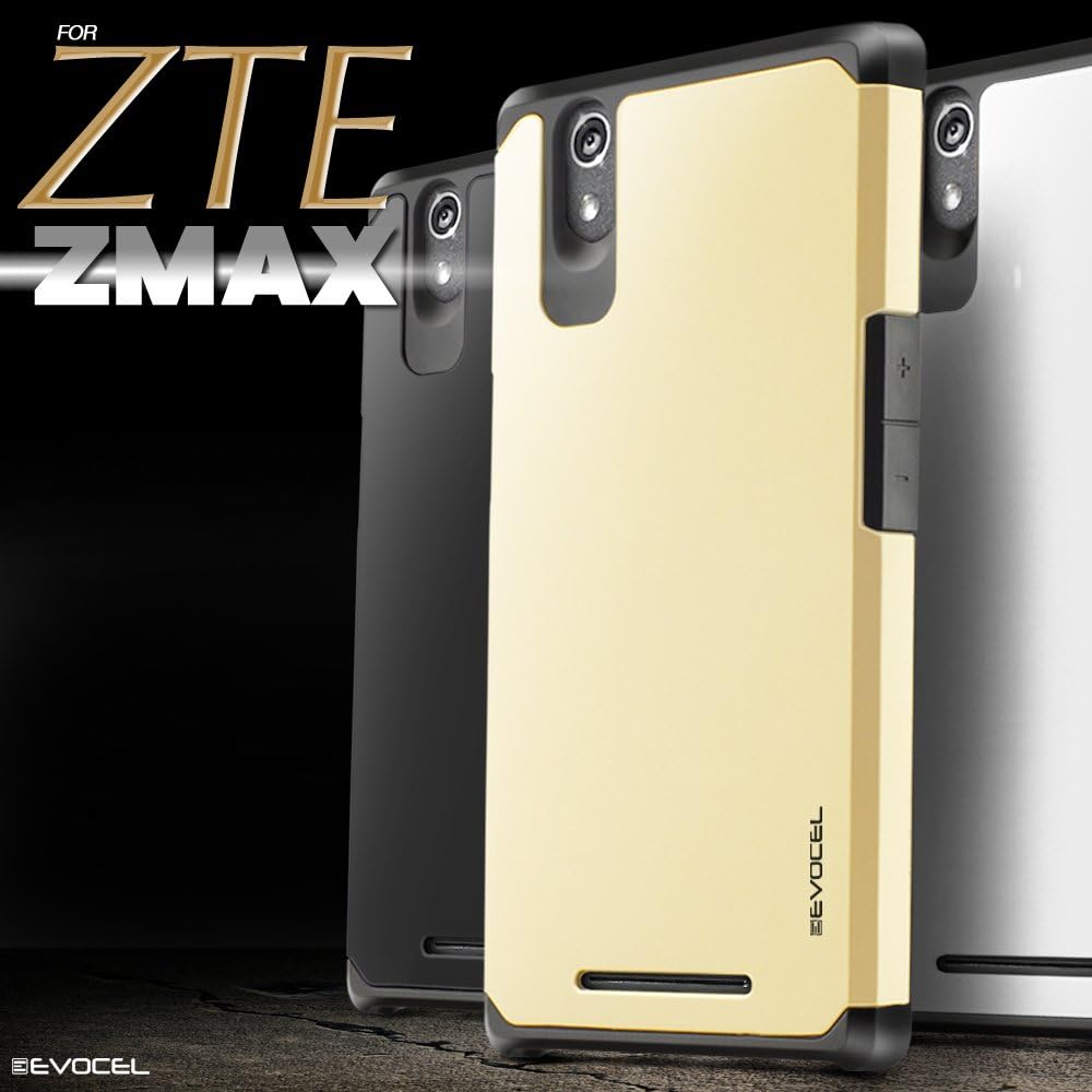 ZTE ZMAX Case, Evocel Dual Layer Armor Protector Case Case For ZTE ZMAX Z970 (T-Mobile / MetroPCS) - Retail Packaging, Gold Medal
