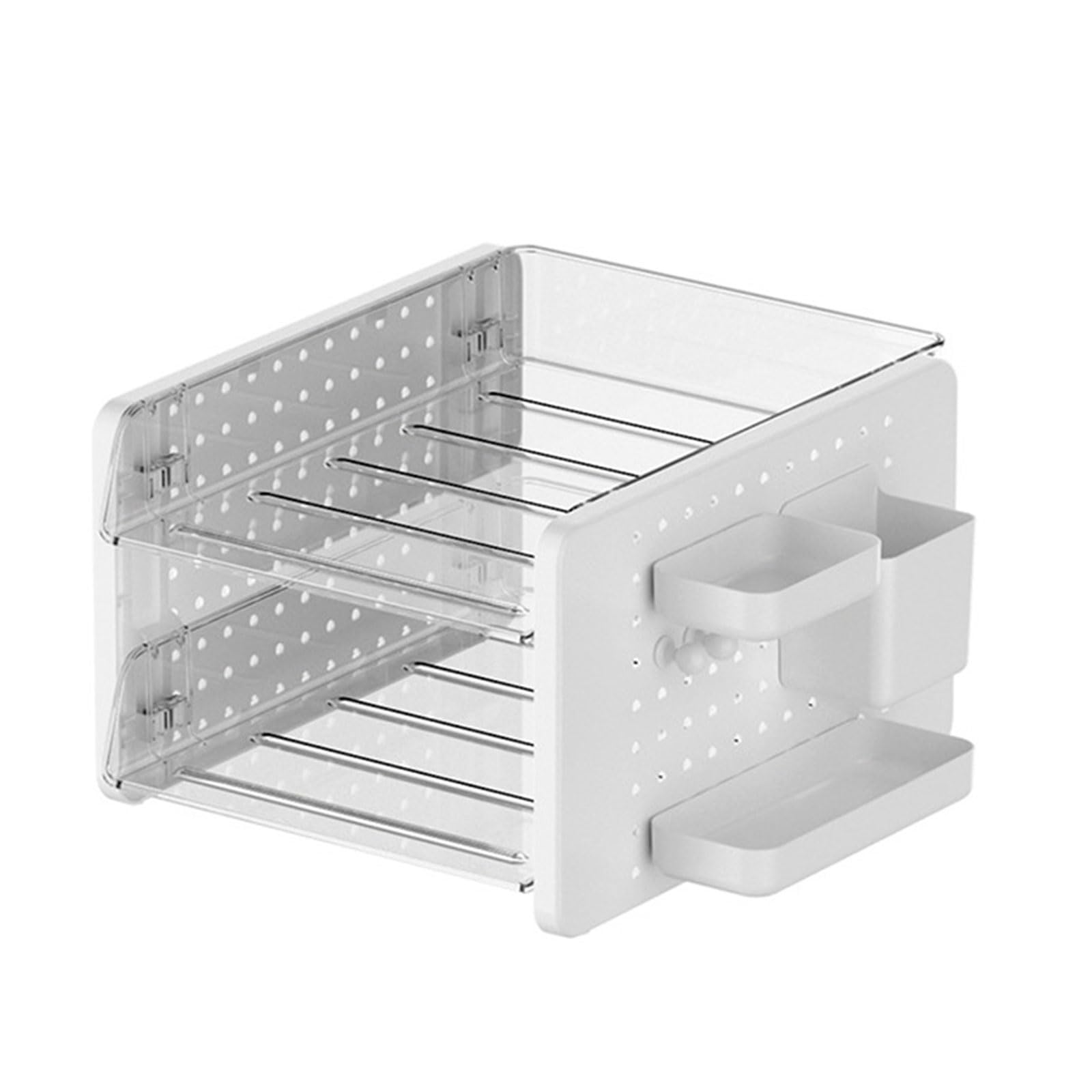 Clear Acrylic Desk Organizers Stackable Paper Letter Tray with Pen Cup and Pegboard for Files Books Document Maganzine Pegboard Shelf Organizers