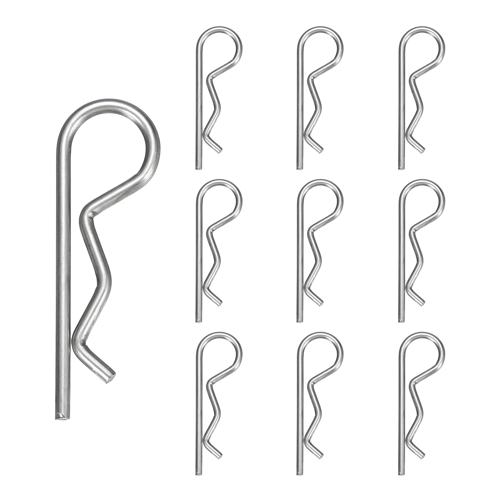 sourcing map 10pcs Cotter Pins (M3.5 x 75mm) - Heavy Duty R Clips Hitch Pin Clip Hardware Pins 304 Stainless Steel Spring Fasteners, for Trailer/Lawn Mowers/Tractor/Truck