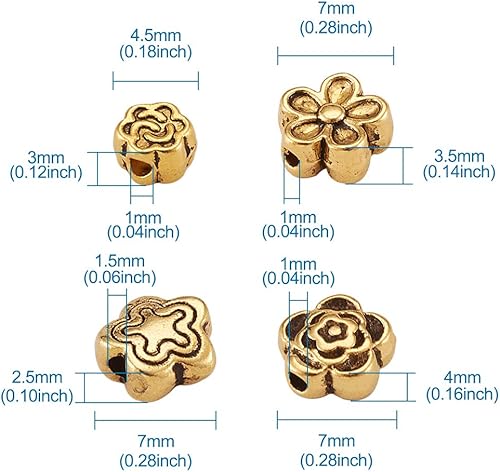 Miniatura 3 de Mega Pet 400 unids/caja de 4 estilos tibetano antiguo dorado y plateado espaciador cuentas flor estrella suelta espaciadores encantos para pulsera