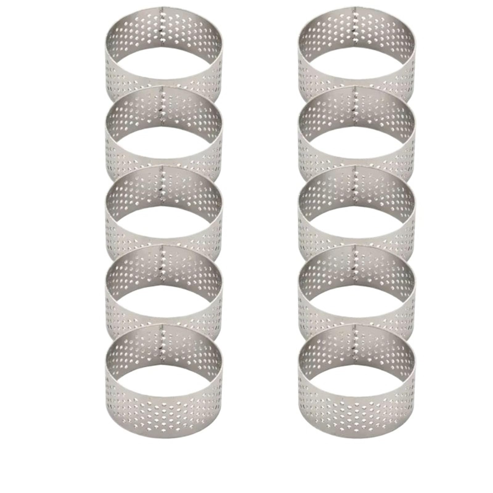 10 Stück 4 cm perforierte Tortenringe | Nahtloser Quiche- und Keksausstecher aus Edelstahl, Kuchen- und Tortenbackzubehör