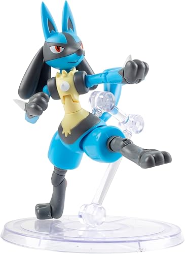 Pokémon Lucario - Figura de batalla articulada de 6 pulgadas con soporte de exhibición con licencia oficial regalo coleccionable de Pokémon para
