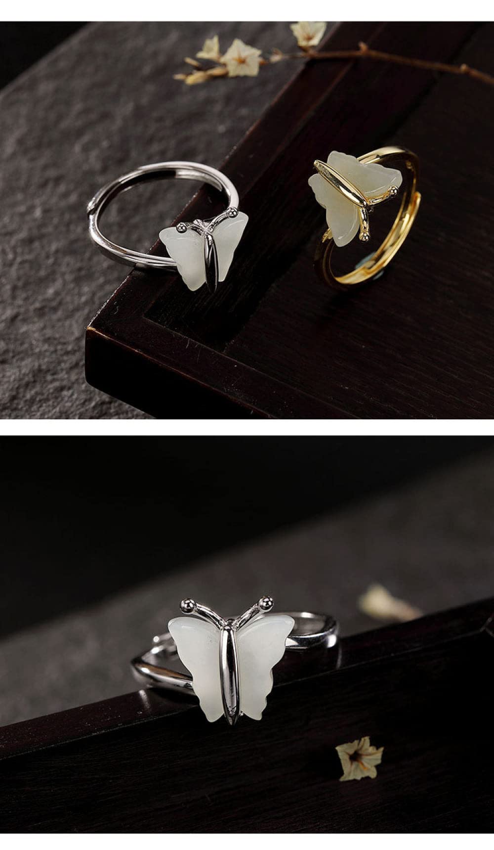 Anello In Argento 925 Da Donna,Anelli D'Argento Sterlina Da Donna 925 Anelli Regolabili A Farfalla Anelli Da Abito Regolabili Retrò Anelli Di Fidanzamento Regali Per Uomini Anelli Di Eternità Da D
