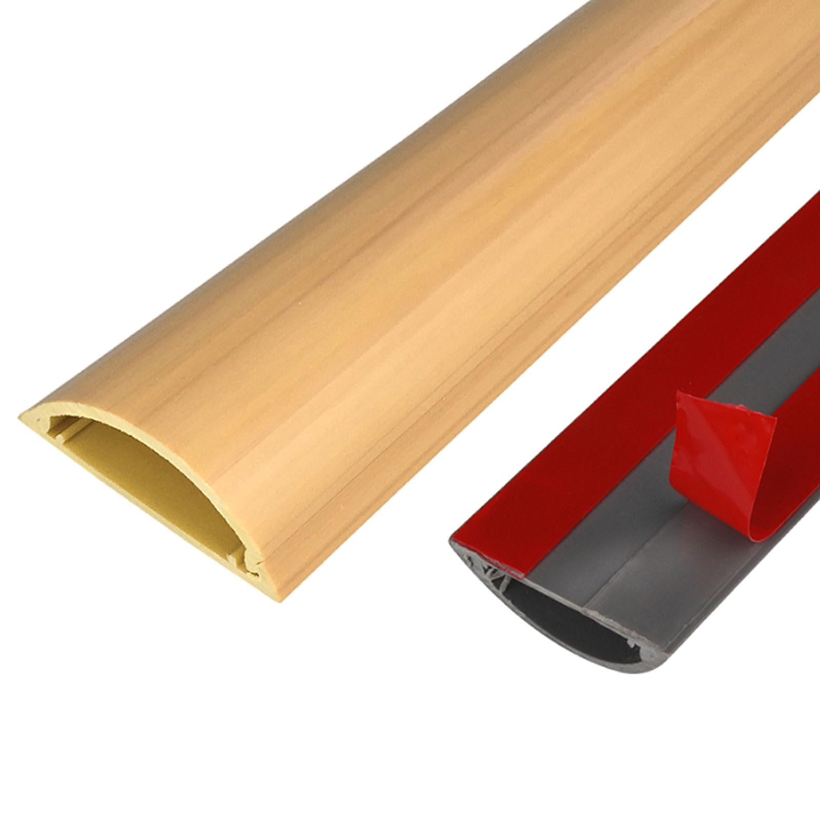Cache Cable Sol Bois,PVC Goulotte Passe Cable Sol,Cache Cable Sol Autocollante,Guide câble au Sol Semi Circulaire,Flexible,Évitez Les Risques,pour Résidentiel,Bureaux Plus