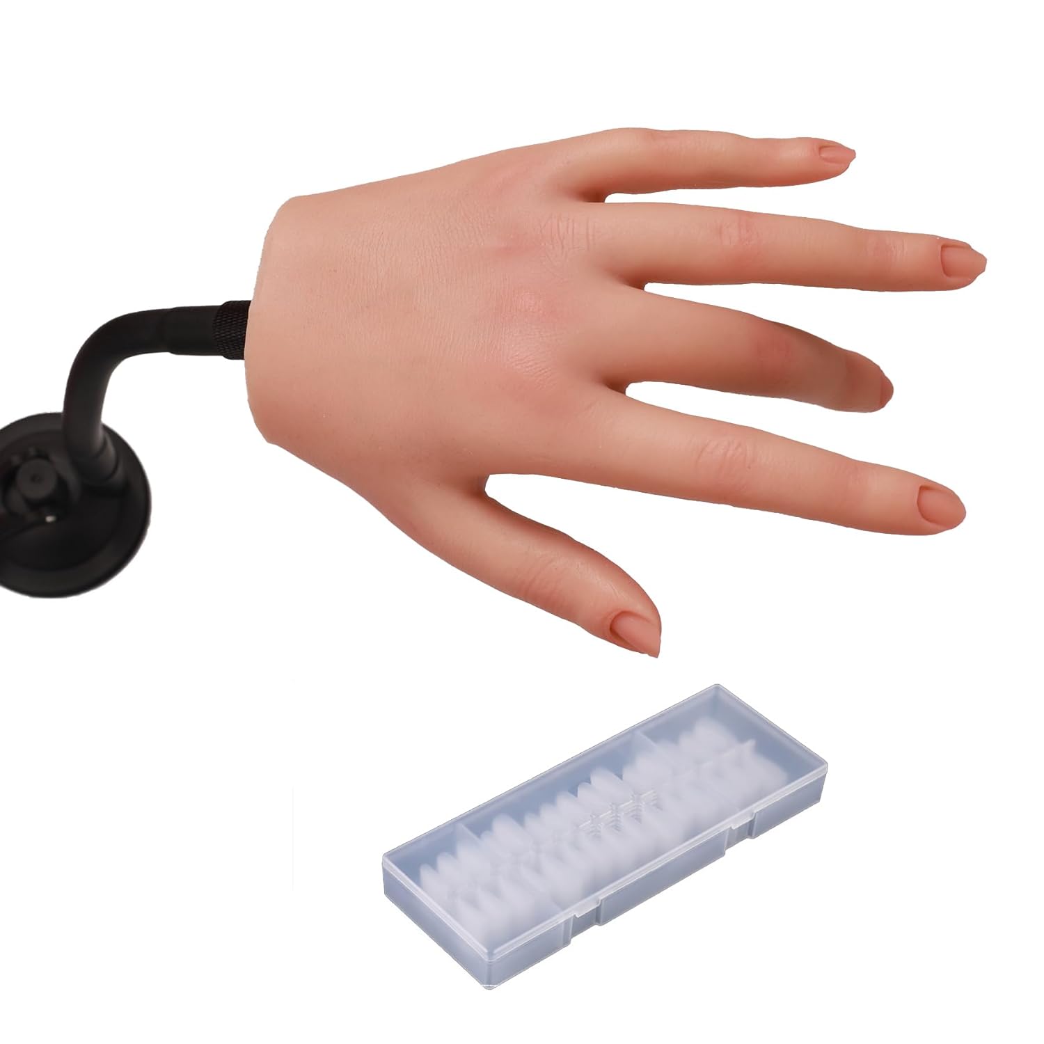 Silicone Practice Hand for Acrylic Nails Realistic Silicone Nail Practice Hand Training Hand for Nail Practice Flexible Fake Nail Mannequin Acrylic Nail Art Practice Tool (Tan, A Pair)