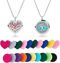SUPERFINDINGS 2 Styles Essential Oil Necklaces Perfume Pendant Necklaces with 20 Felt Pads Diffuser Locket Necklace Essential Oil Jewelry Gift Oil Pendant Aromatherapy