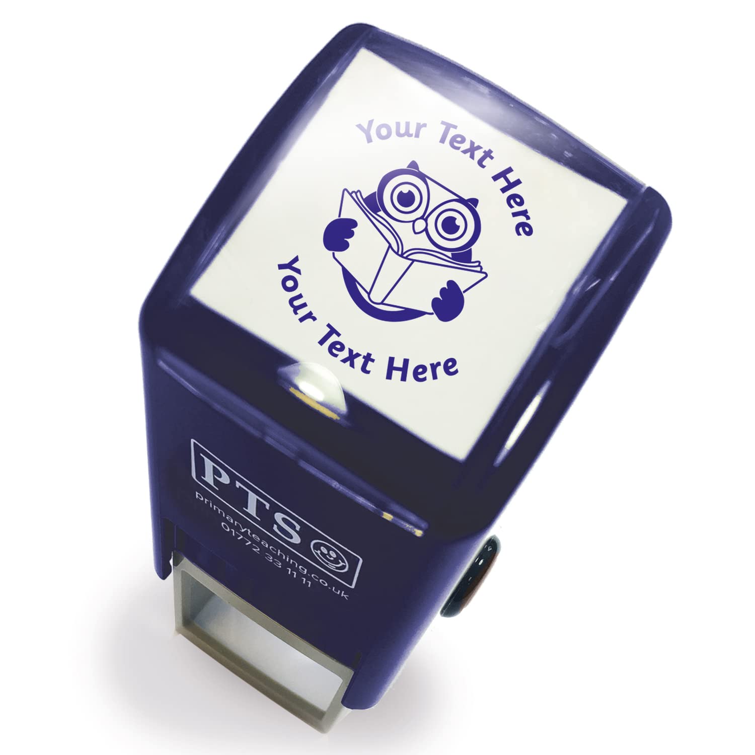 Personalised Reading Owl Literacy Library School Teachers Reward Feedback Marking Stamper Stamp 25mm Primary Teaching Services (Blue)