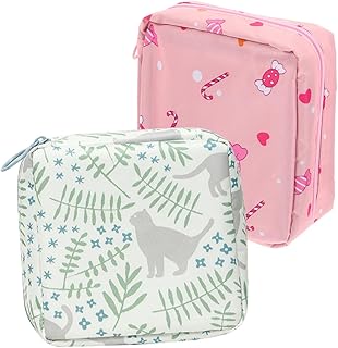 Pad Bag 2Pcs tampons portable period bag pad storage bag pad bag Leaves Miss Aunt towel monthly bag Tampon Holder