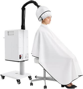 Vertical Nano Hair Steamer Machine, 6 Modes Multifunctional Anion Dyeing Machine with 4 Wheels & 2 Steamed Hats, 500W Hair Color Processor with 33.82 Oz Removable Water Tank for Home, Beauty Salon