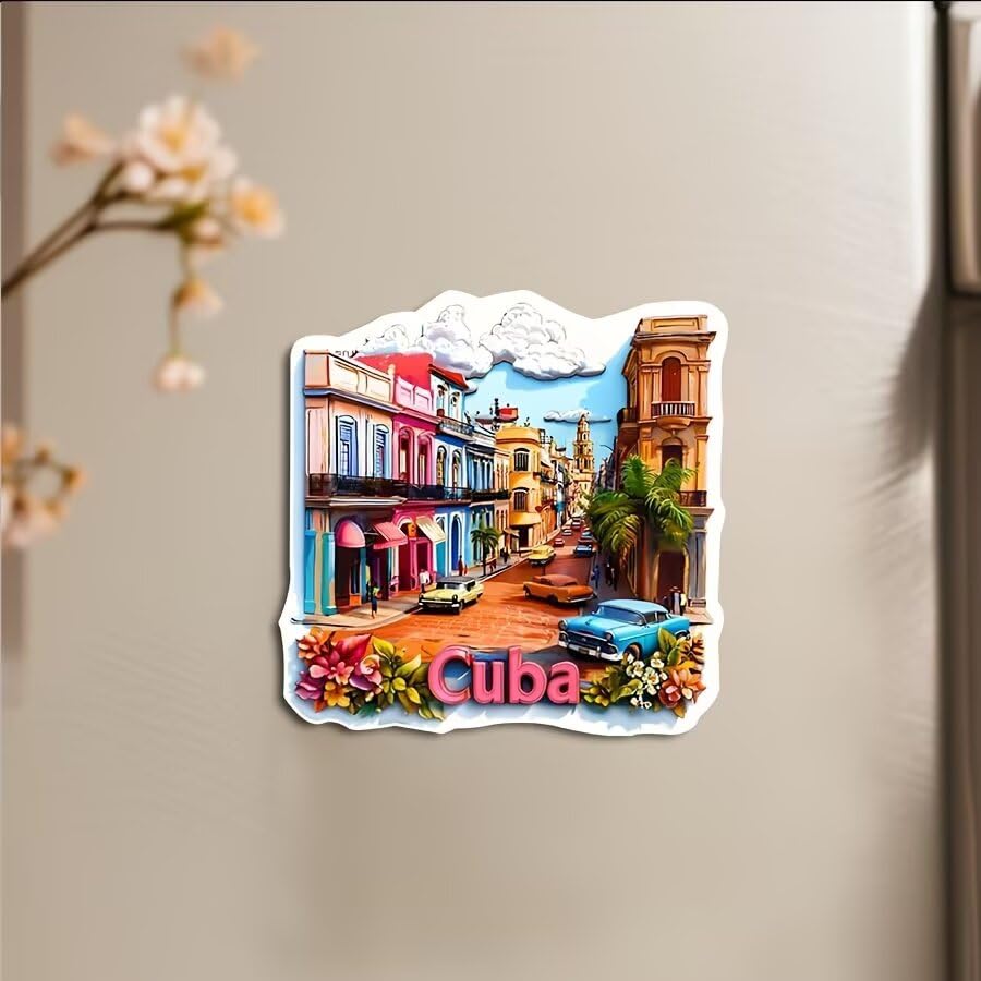 Imán Decorativo de Acrílico con Escena de Calle miniatura 1