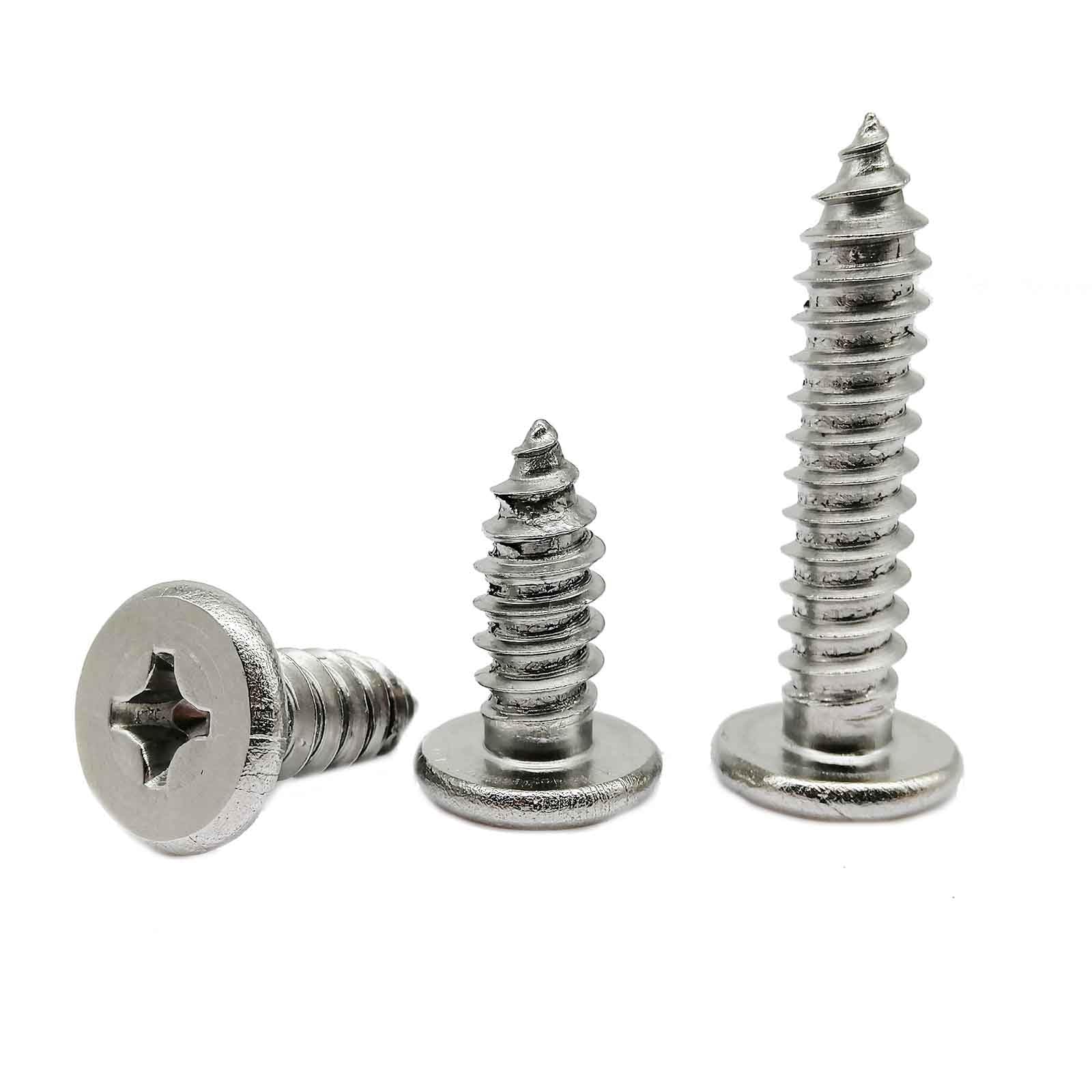 Tornillo autorroscante de acero inoxidable Phillips ultra delgado, superbajo, cabeza plana de oblea para madera, 10/50 unidades, M2, M3, M4, M5, M6, 304, (45 mm, 10 piezas M6)