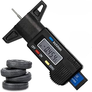 Digital Tyre Tire Tread Depth Gauge Meter Ruler Auto Tire Wear Detection Measure Tool 32nds Inch MMTire Depth Gauge for Cars Trucks Motorcycles SUV