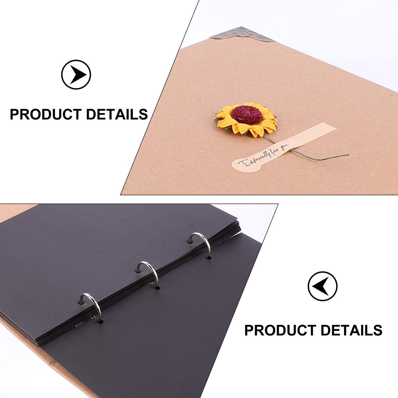 Álbum de Fotos Artesanal Adecuado para Viajes y Bodas Ligero y Fácil de Llevar de Gran Capacidad Papel Kraft Color Caqui