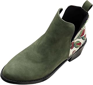 Collar de cuero de color sólido británico con cremallera lateral suela gruesa botas cortas de moda compatibles con hombres de motocicleta 44, verde, 38 EU