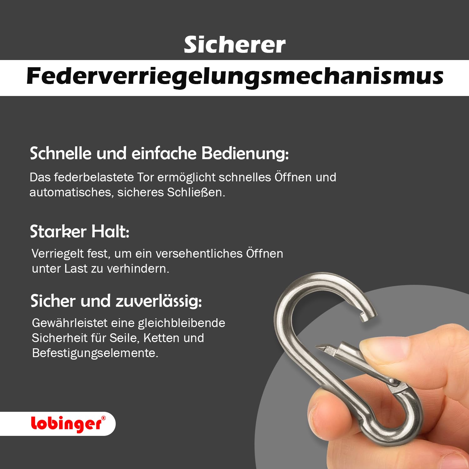Karabiner Schnapphaken - Edelstahl V2A Extra Stark Hochbelastbar Schwerlast Karabiner - DIN 5299 Federhaken Werkzeughaken Outdoor Boot 50 Stück Set