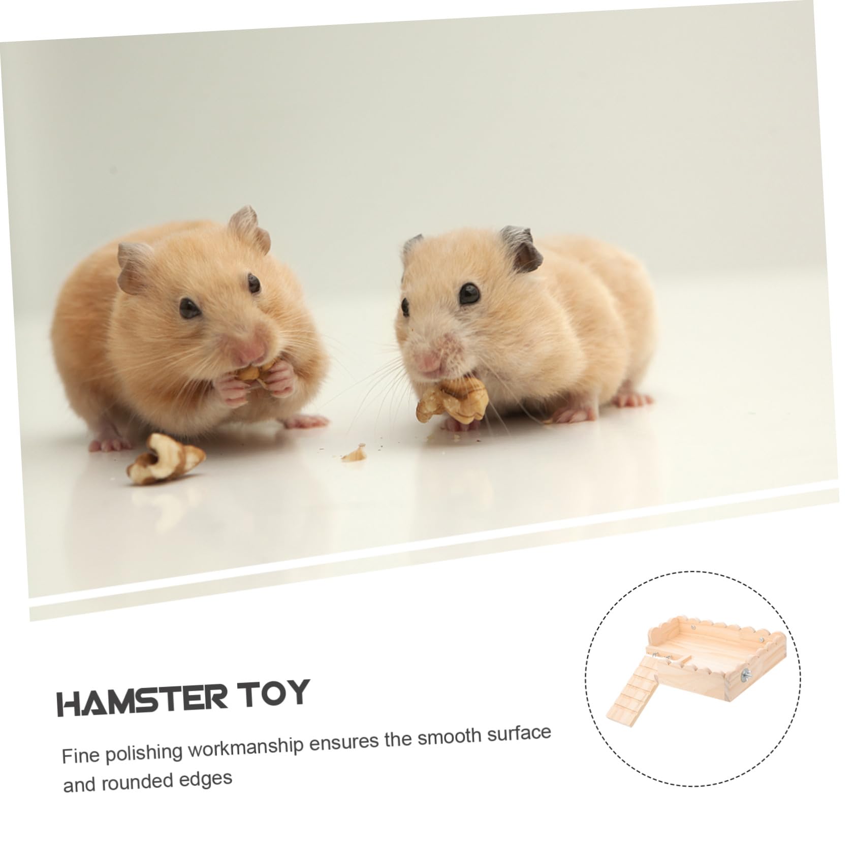 Hohopeti Hamster Plattform Holzspielzeug mit Leiter Stabile Kleintier Basis zum Klettern und Ruhen Langlebiges Holz für Hamster Meerschweinchen und Kleine Nager Einfache Installation