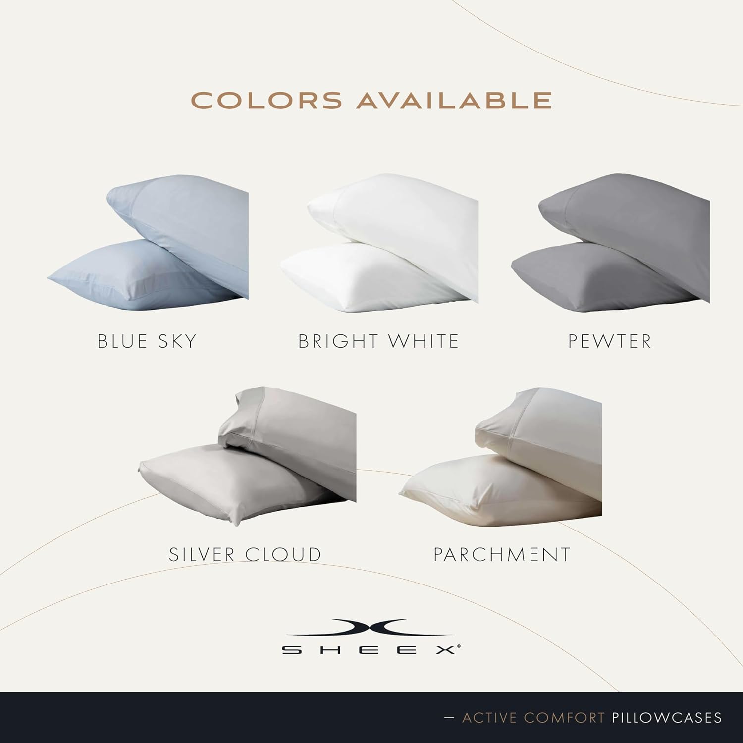 SHEEX Active Comfort Cooling King-Size Pillow Cases, Super-Soft Pillowcase Set, 2 Cooling Pillow Covers, Parchment