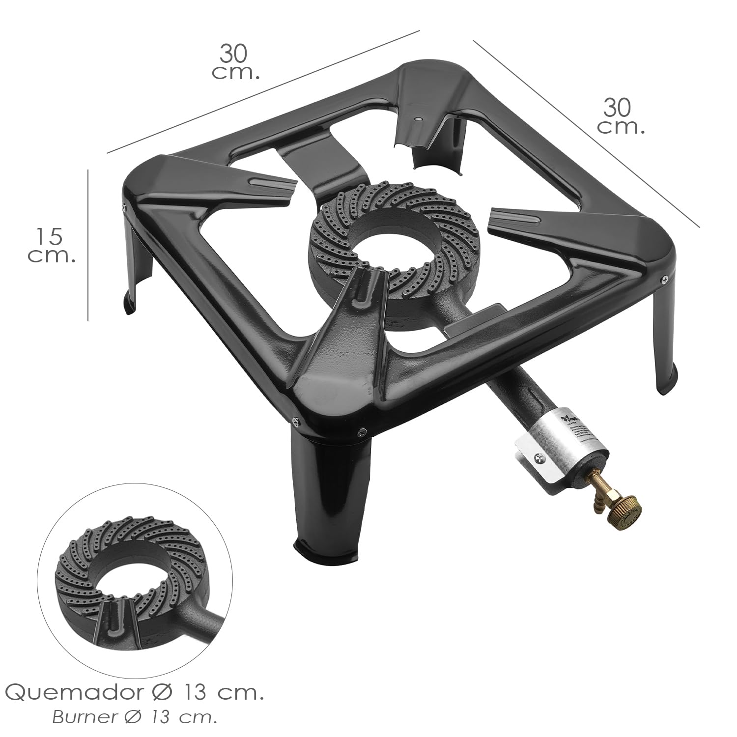 Hornillo gas 4 pies 30 x 30 cm. cocina gas, cocina portatil, hornillo paella, paellero, hornilla cocina