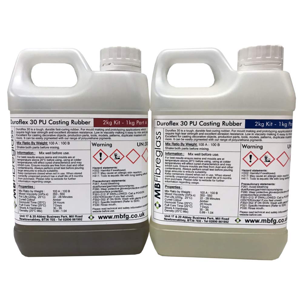 DuroFlex 30 Polyurethane Liquid Casting Rubber 2kg Kit