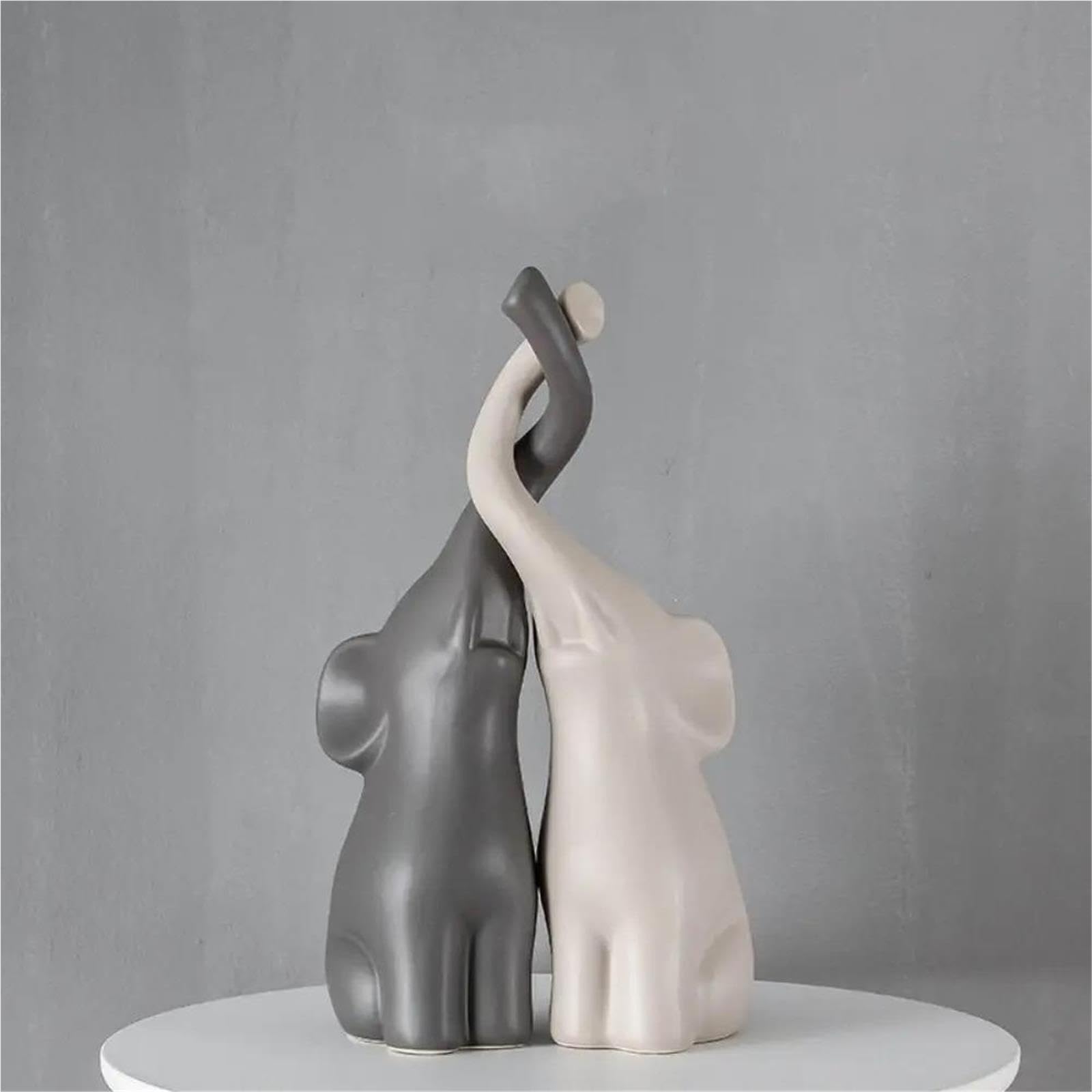 2 Pezzi Di Coppia Di Animali In Ceramica Con Elefante