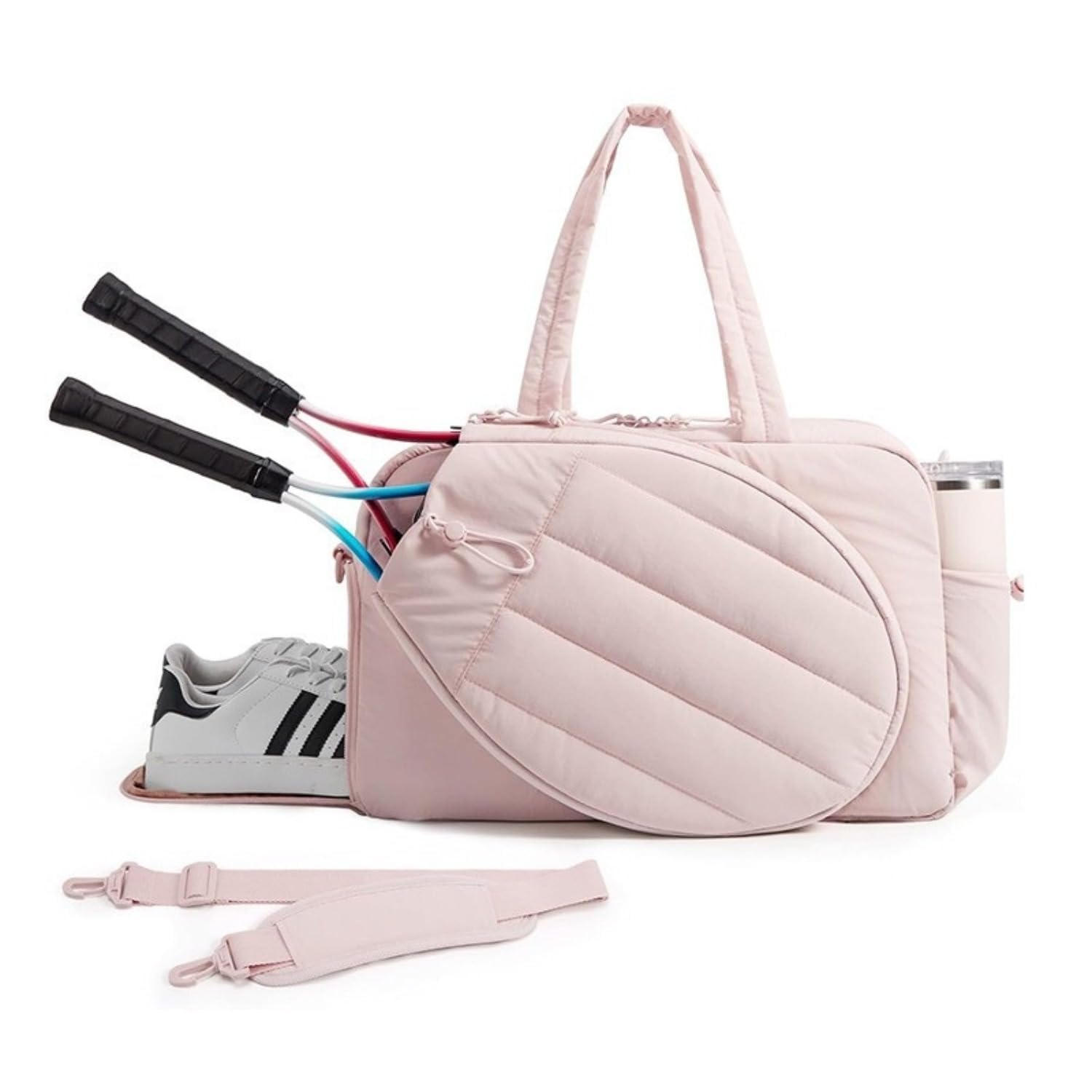 Tennis Schläger Tasche, Tennis Sporttasche für Damen, Tennistasche für 2 Schläger, Tennisschläger Schultertasche Mit Schuhfach, Für Reisen Training Beruf Büro