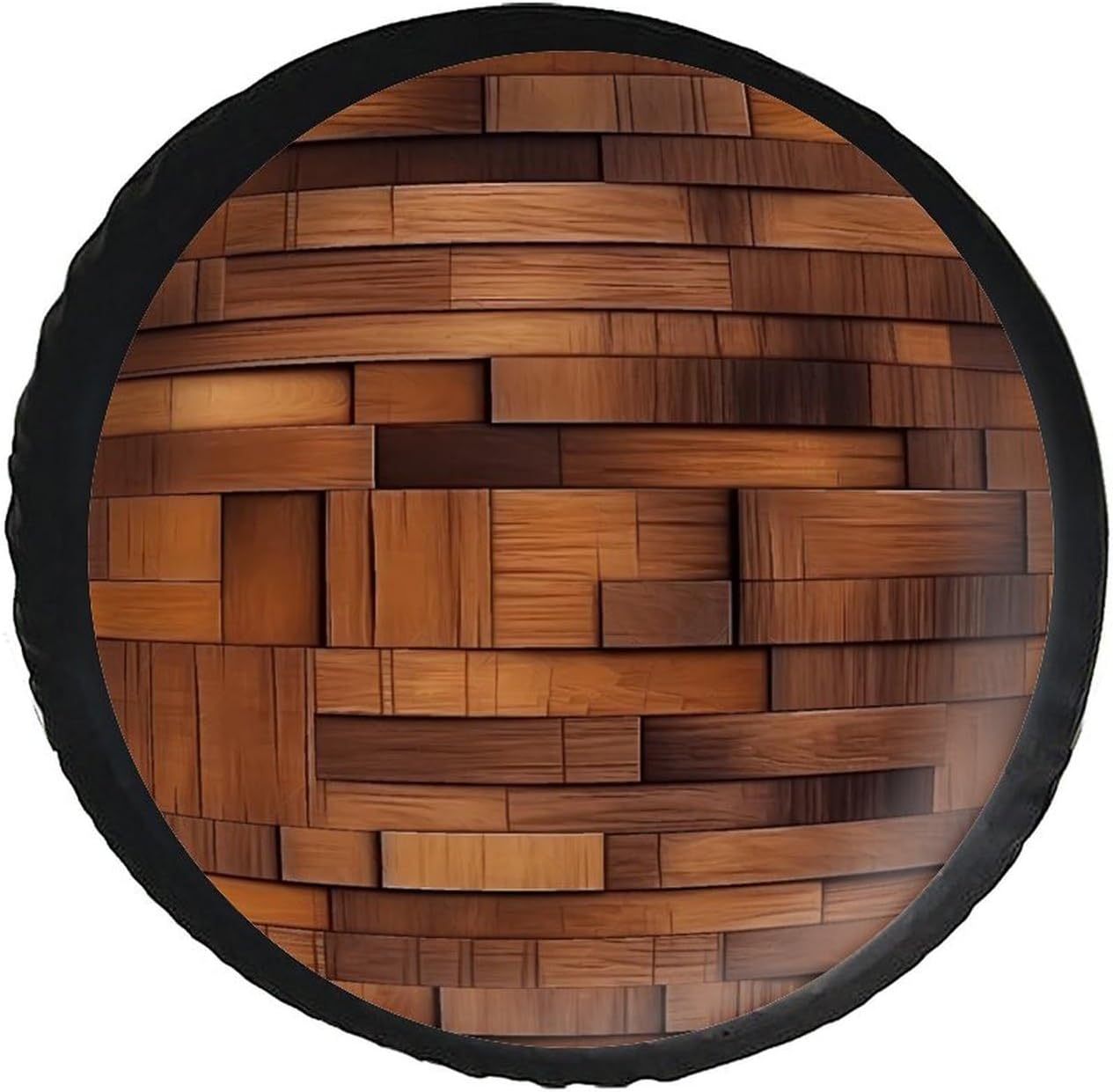 Brown Wooden Wall Funny Spare Tire Wheel Cover Car Trailer Cover Sun UV Protector Diameter 28-34 Inch Universal