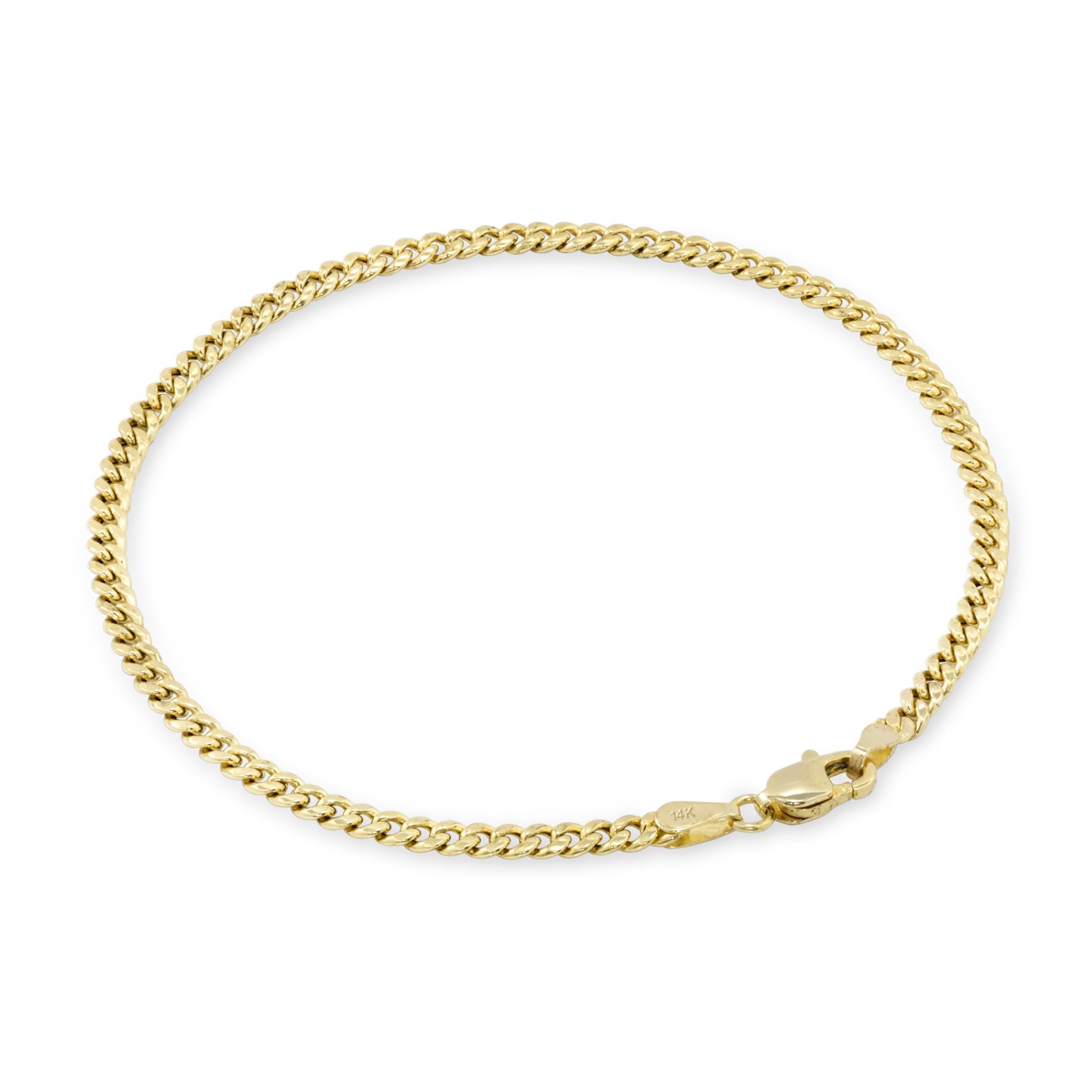 14k Real Yellow Gold Miami Cuban Link 3mm Chain Bracelet or Anklet (7"-9") Italian Jewelry for Men & Women