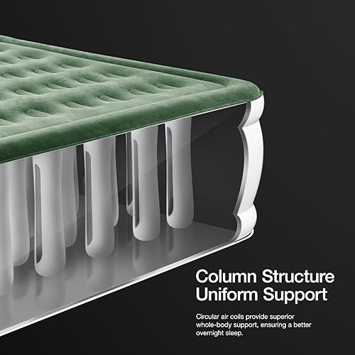 Miniatura 4 de Colchón de aire Queen con bomba incorporada - Cama inflable mejorada, 2 minutos autoinflable rápido con doble cámara de aire, 18 pulgadas650 libras