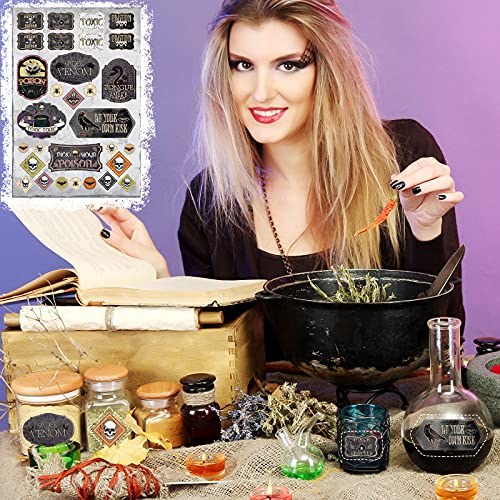 40 Sheets/ 1200 Pieces Halloween Apothecary Bottle Labels Stickers Vintage Medicine Bottle Label Laminated Retro Pvc Waterproof Stickers Halloween Potion Stickers For Party Decorations #TOP4