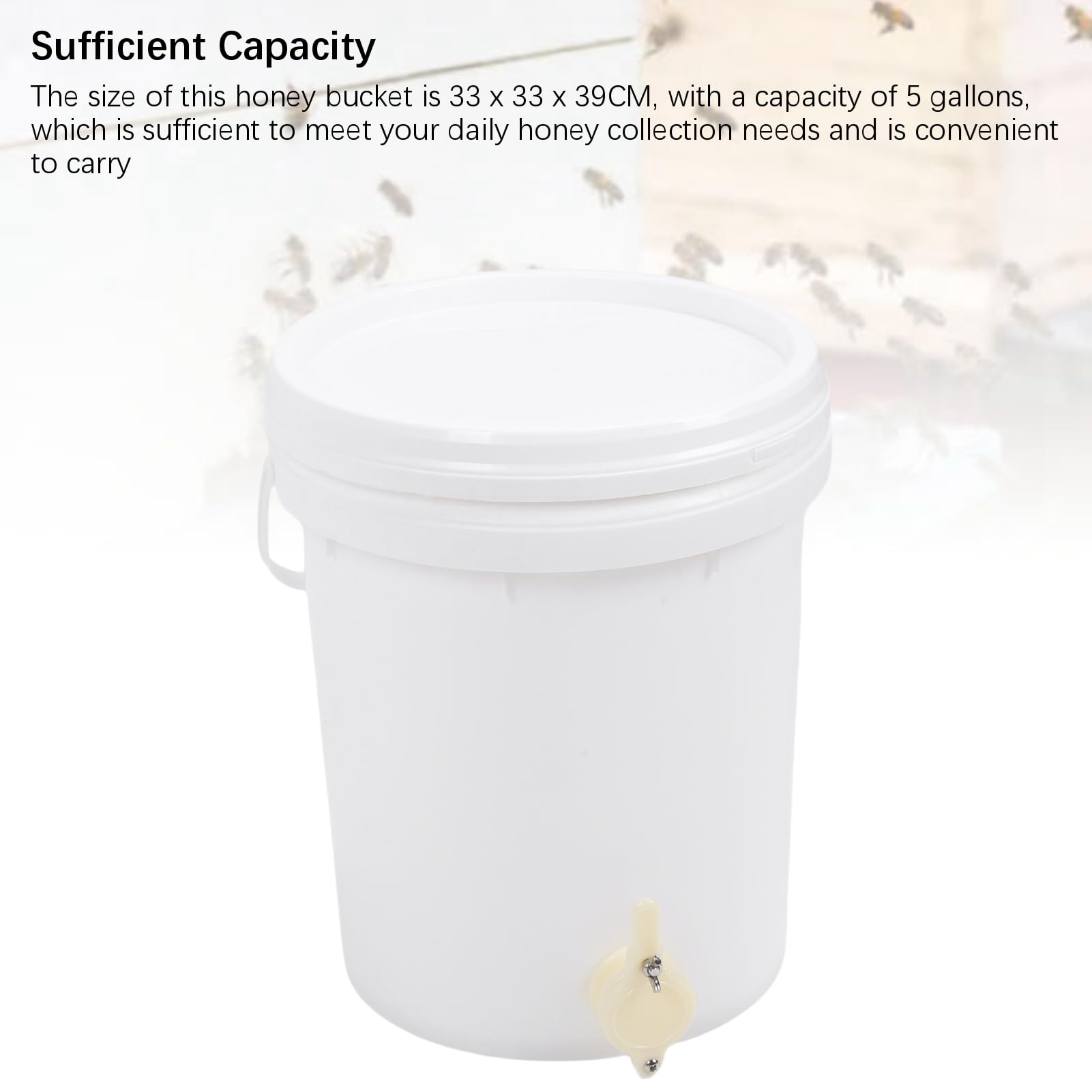 Secchio per da 5 galloni con coperchio e cancello Contenitore in plastica per per apicoltura Principiante Apicoltori da cortile Apicoltori esperti Plastica HDPE 33 x 33 x 39 cm
