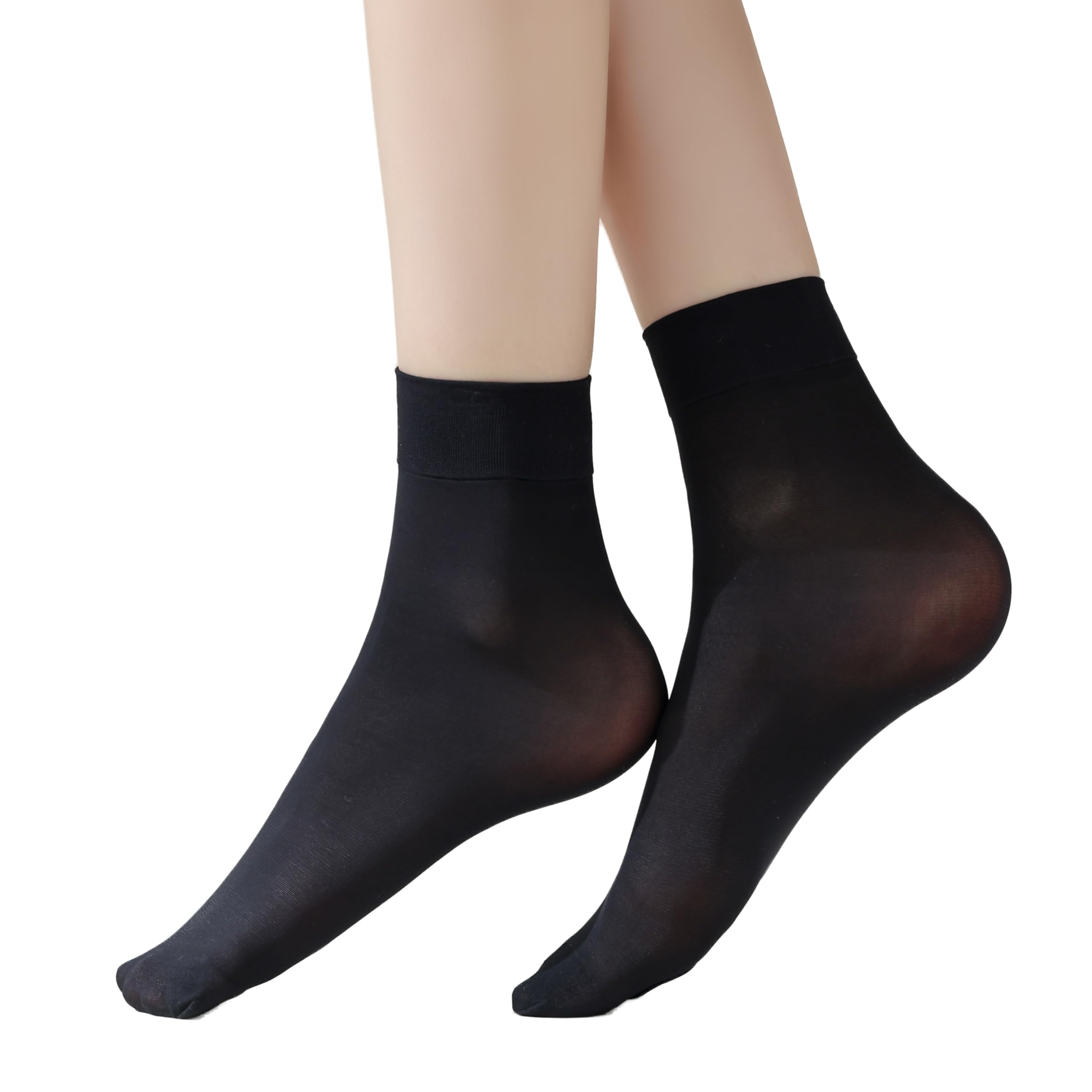 Women's 10-24 Pairs (in Gift Box) Ankle High Sheer Nylon Socks Soft Tight Hosiery with Reinforced Toe
