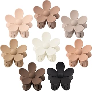 8 Pack Flower Hair Clips Large Hair Claw Clips for Women Thick Hair Matte Large Claw Clips Hair Jaw Clips Cute Big Dasiy Hair Clips Non Slip Strong Hold for Women Thin Hair Claw Clips Neutral 8 Colors
