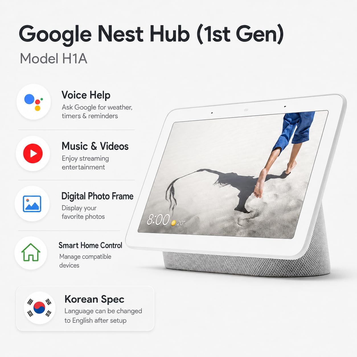 Google Nest Hub 7” Smart Display with Google Assistant (1st Gen
