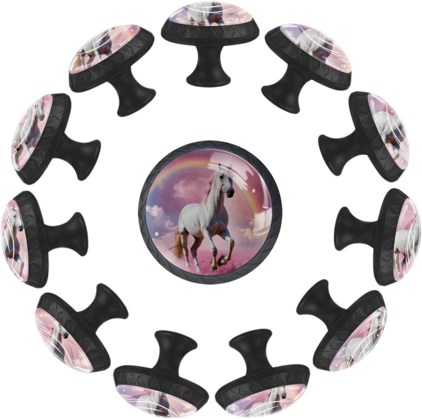 Black Base Purple Dragonfly Antique Botanical Wildf (2) Drawer Knobs, Patterned Cabinet Pulls for Bedroom Dresser and Cupboard