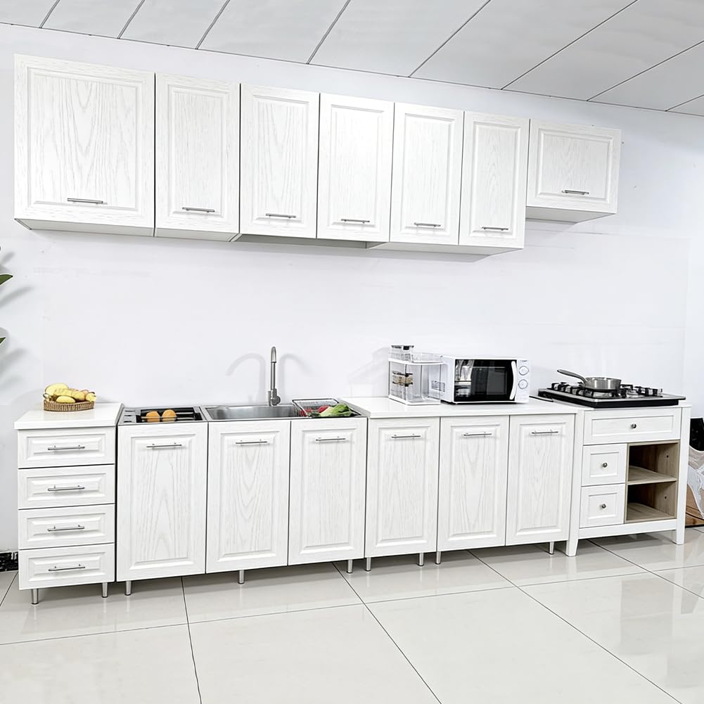 Shally Dogan Pensile Scolapiatti con Vassoio Salvagoccia da Cucina Design Boiserie, Mobile a Parete in Legno Resistente Armadio Sospeso con Due ante e Due Ripiani, 80 x 32 x 72H cm (Bianco Frassianto)