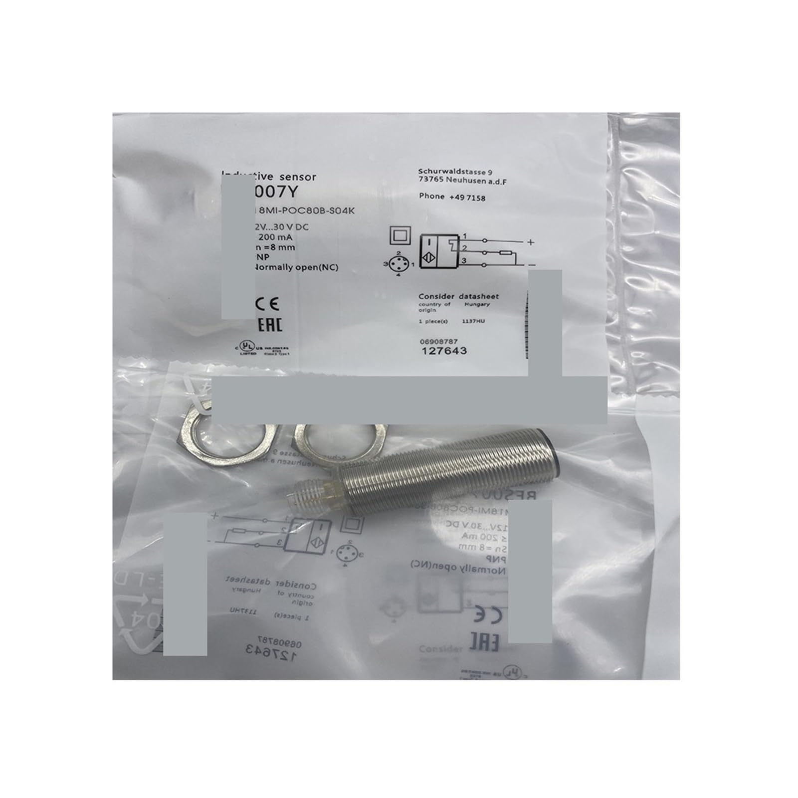 ZOZ03Y0 PNP Normally Closed inductive Proximity Switch Sensor M18MI-POC80B-S04K