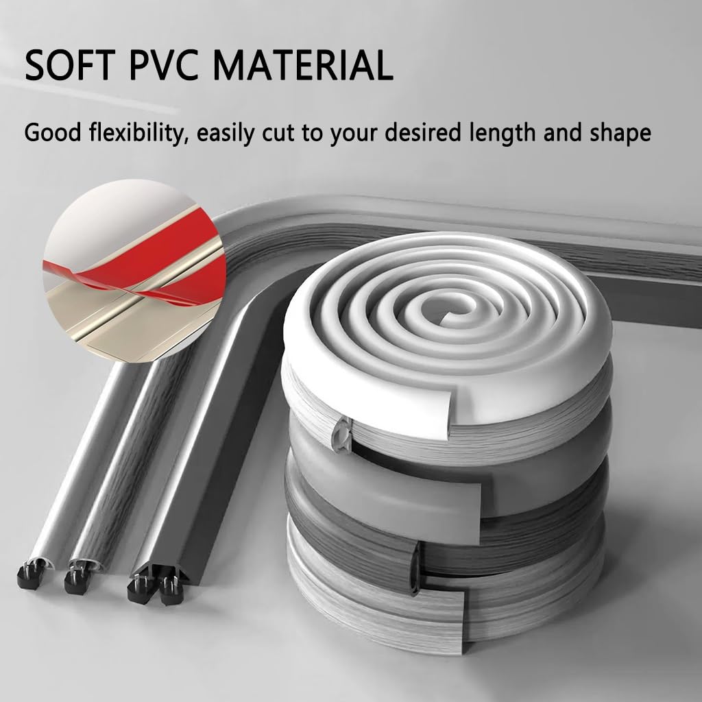 Protector De Cable De Alimentación De Suelo De PVC Blando Fácil De Cortar, Cavidad para Cables para Interior Y Exterior, Baldosas, Mármol, Vidrio, Paneles De Madera(Negro,5m)