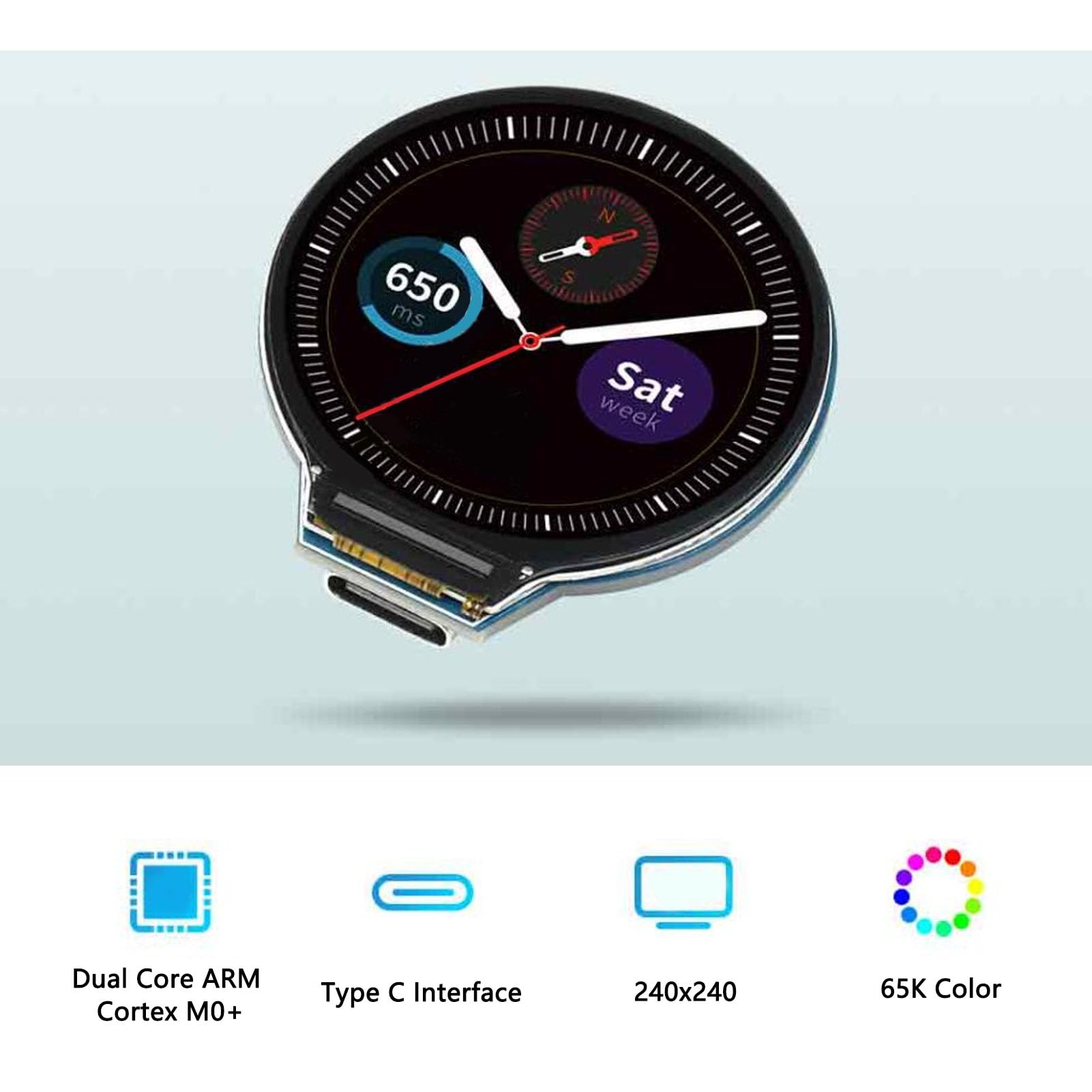 GOWENIC 1.28in Round LCD Screen, RP2040 MCU Board RP2040 Chip 133MHz 264KB 4MB Flash Round LCD Module, Type C Connector, Temperature Sensor, for RasPi Pico DIY Replacement