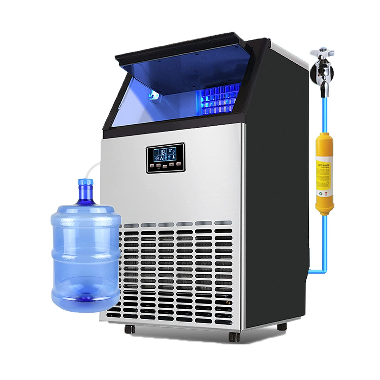 Ice Maker Machine for Countertop, Portable Ice Cube Maker, Self-Cleaning LED Display Low Noise - Ideal for Home Kitchen Office Restaurant Bar Coffee Shop (A 68 kg) (A 68 kg (A 68 kg) (C 80 kg)
