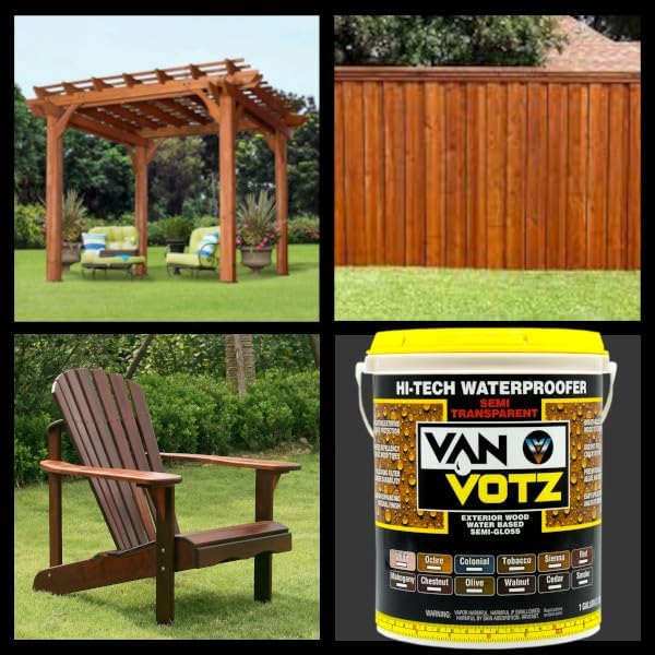 Miniatura 7 de Impermeabilizador de alta tecnología semitransparente. (1 galón, tabaco) - Tinte y sellador de acabado de madera para exteriores en uno. Protección